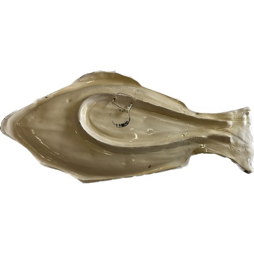 87 - Fish / Sushi pottery platter, approximate measurements: Length 17 inches by 8.5 inches