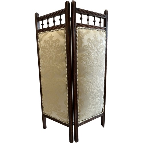 391 - Small 2 panel padded fire screen height approximately 30 inches tall 20 inches wide