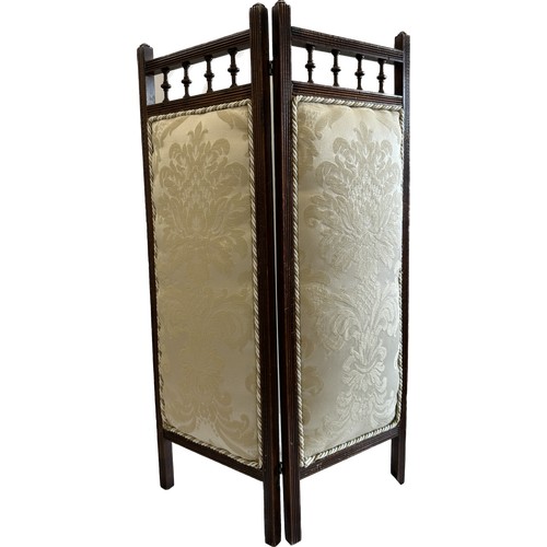 391 - Small 2 panel padded fire screen height approximately 30 inches tall 20 inches wide