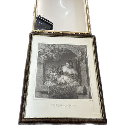 337 - 3 Large framed prints and a gilt framed mirror, largest measures 36 inches by 24 inches