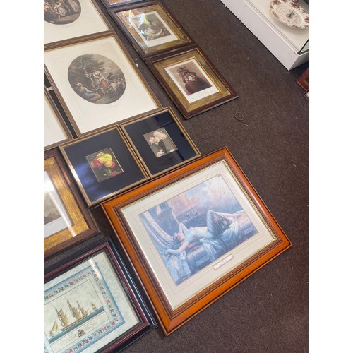 264 - Large selection of assorted prints, largest measures approximately 24 inches by 20 inches