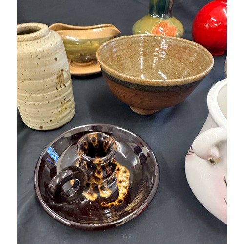 278 - Large selection of assorted pottery includes vases, wade, stone ware etc