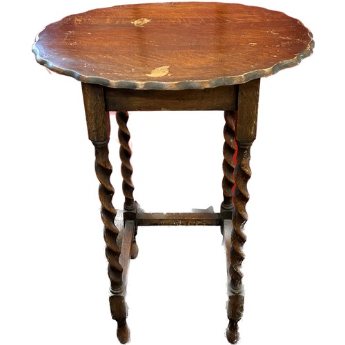 350 - oak occasional table, measures approximately 28 inches tall 20 inches wide 16 inches depth