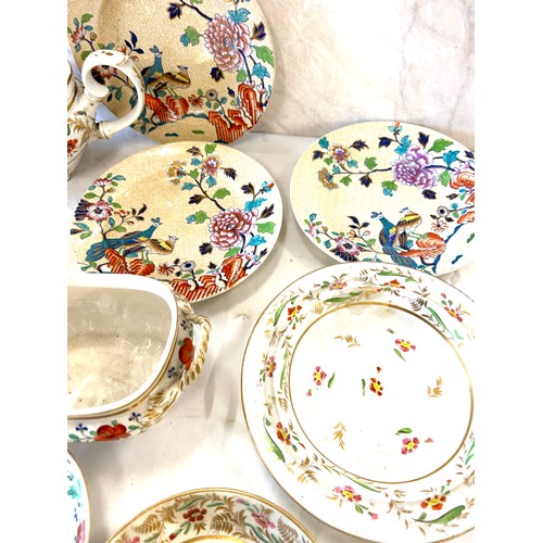 213 - Selection of antique english pottery includes part tea set, spode, crown derby etc