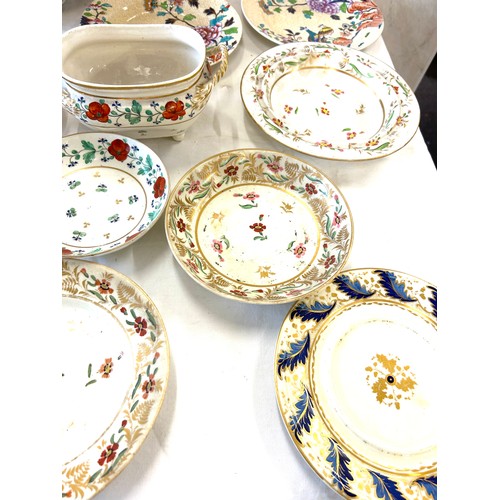 213 - Selection of antique english pottery includes part tea set, spode, crown derby etc