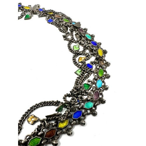 419 - .900 Silver traditional enamelled collar necklace (144g), unmarked