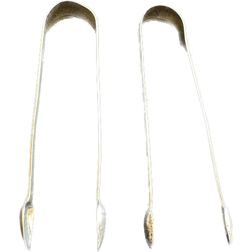 452 - Pair of Georgian sterling silver bright cut sugar tongs gross weight 50 grams