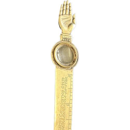 456 - Unusual advertising ruler letter opener magnifying glass, Suter Harmann of Rahtjens composition co l... 