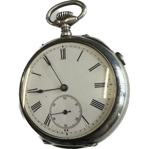 463 - Silver repeating pocket watch, ticking but repeater not working