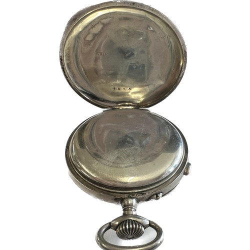 463 - Silver repeating pocket watch, ticking but repeater not working