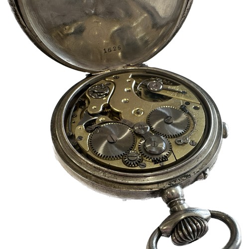 463 - Silver repeating pocket watch, ticking but repeater not working