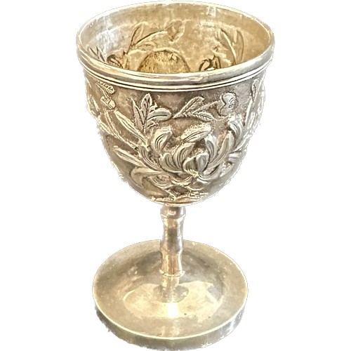 447 - Antique chinese export silver egg cup marked W.F for the silver smith wing fat height 7cm