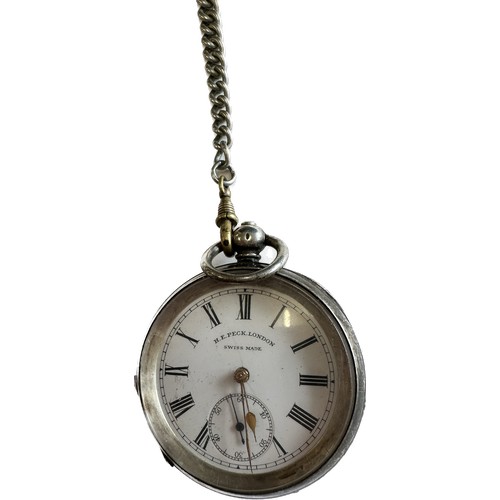 449 - Two sterling silver pocket watches by Waltham and peck of London