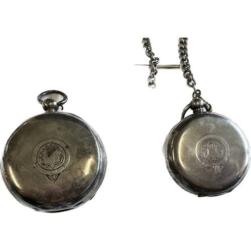 449 - Two sterling silver pocket watches by Waltham and peck of London