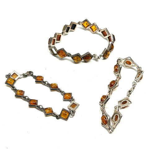 435 - 3 X .925 Amber Bracelets (44g)