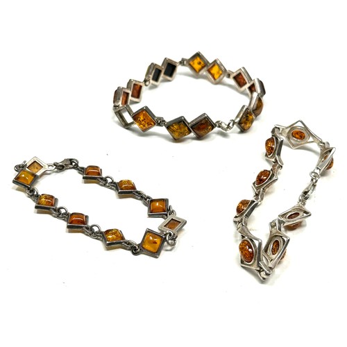 435 - 3 X .925 Amber Bracelets (44g)