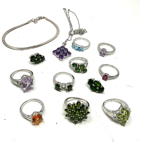 417 - 12 X .925 Jewellery By Tggc Including Gemstone Set (48g)