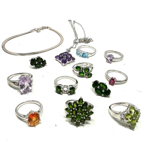 417 - 12 X .925 Jewellery By Tggc Including Gemstone Set (48g)