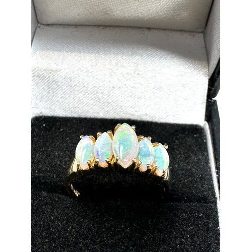 307 - 14ct gold opal five stone ring (3.2g)