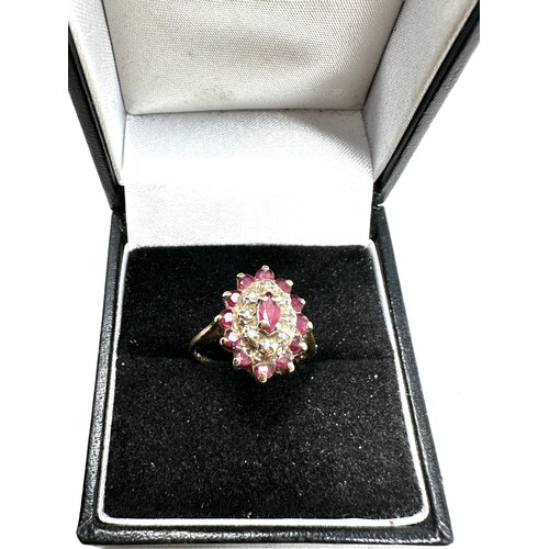 305 - 9ct gold diamond & ruby ring (2.2g)