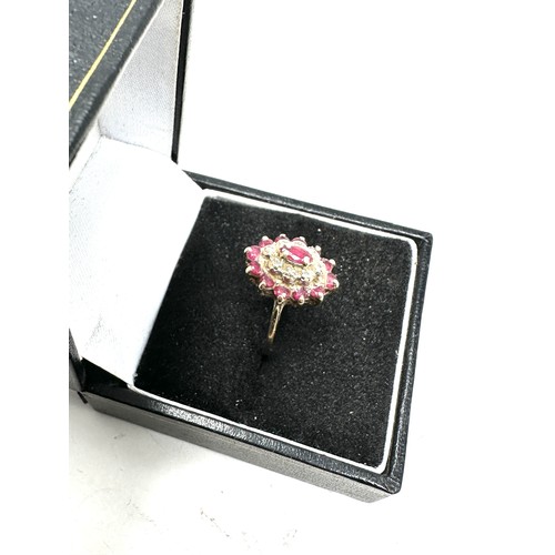 305 - 9ct gold diamond & ruby ring (2.2g)