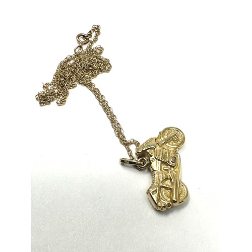 236 - 9ct gold motorcycle necklace (1.9g)