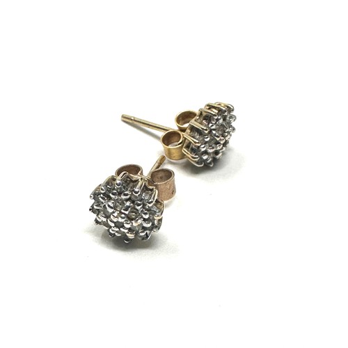 230 - 9ct gold diamond cluster stud earrings (1.2g)