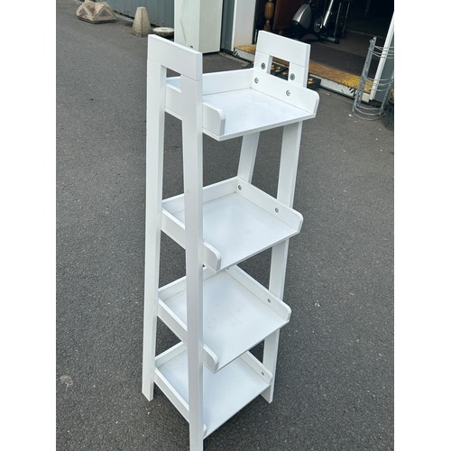 366 - Ladder style small white display / shelving unit, approximate height 45 inches