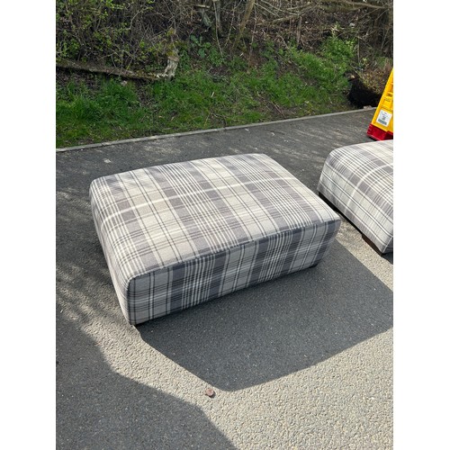 367 - Large fabric grey check pattern foot stool, approximate measurements: Height 11 inches, Length 33 in... 