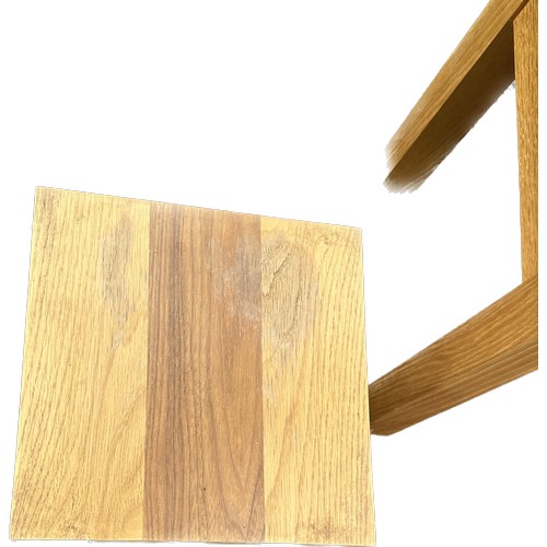 357 - 2 veneered oak side tables, largest measures Height 20 inches, 20 inches square