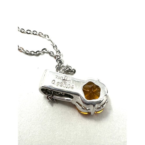 170 - 18ct white gold diamond & citrine  pendant necklace (2.8g)