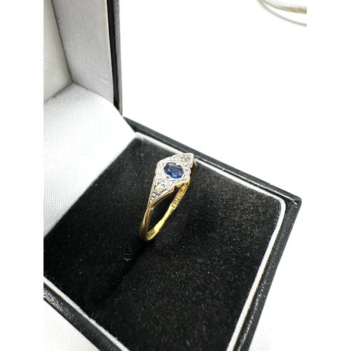 217 - 18ct gold diamond & sapphire three stone ring (1.5g)