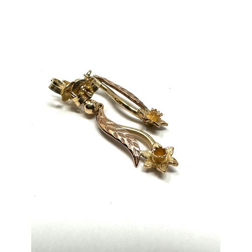 207 - 9ct gold floral drop earrings (2.1g)