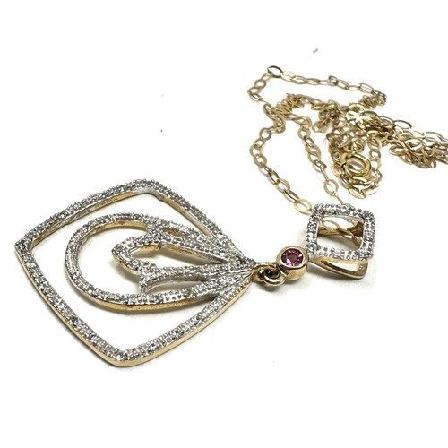 280 - 9ct gold diamond pendant necklace (3.4g)