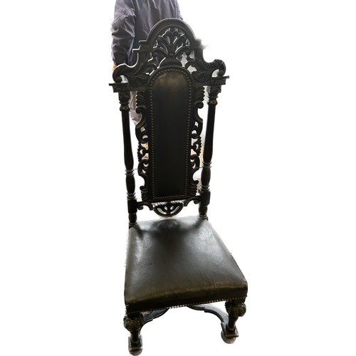 389 - Vintage carved hall chair height approximately 49.5 inches