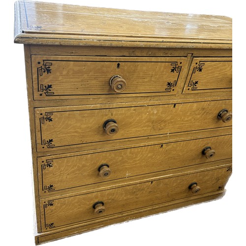 385 - 2 over 3 pine chest of drawers measures approximately 36.5 inches tall 41 inches wide 19 inches dept... 