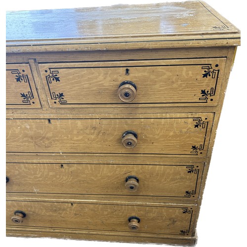 385 - 2 over 3 pine chest of drawers measures approximately 36.5 inches tall 41 inches wide 19 inches dept... 