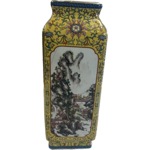 5 - Oriental column style vase, markings to base, approximate height 13 inches, condition a/f