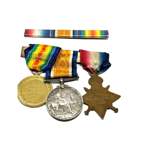 66 - ww1 trio medals star named 1211 pte h.p.c lawrence r.fus and spts-1211 cpl on pair