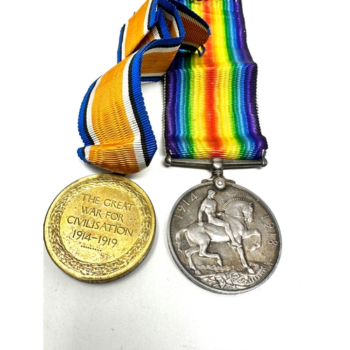 74 - ww1 casualty medal pair to 46176 pte b wilkinson west yorks reg