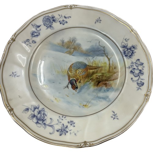 121 - Pair of hand painted cabinet plates signed F Clark, (Royal Worcester artist), diameter 10.5 inches