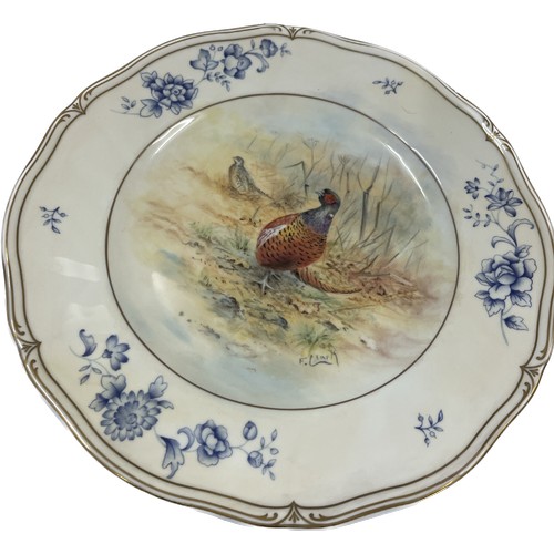 121 - Pair of hand painted cabinet plates signed F Clark, (Royal Worcester artist), diameter 10.5 inches