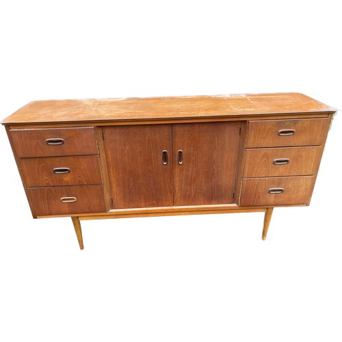 394 - Mid century 6 drawer 2 door teak sideboard measures approximately 32 inches tall 61 inches wide 17 i... 