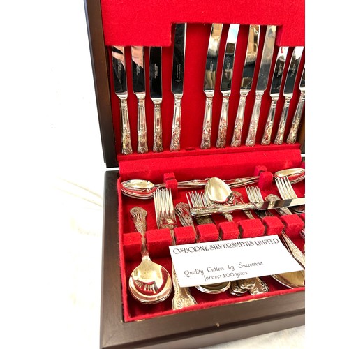 220 - Silver plated canteen of cutlery by Osbourne Silversmiths Limited, 12 place setting