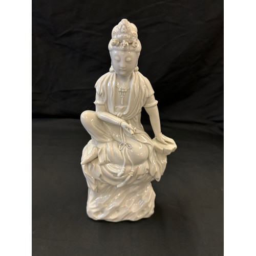 51 - Chinese Guanyin sitting (Goddess of Mercy), approximate overall height 12 inches