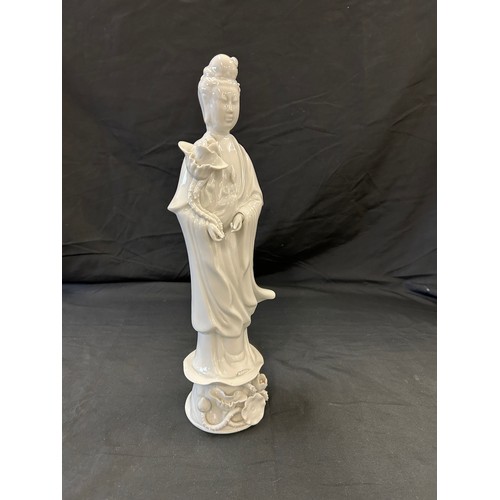 77 - Chinese Guanyin goddess of mercy, approximate height 14 inches, marks to base