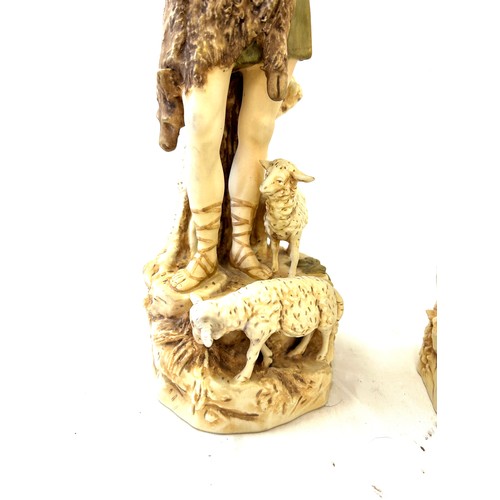 86 - Royal Dux Shepherd and Shepherdess, both approximately 15 inches tall