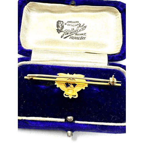 91 - Boxed hallmarked 9ct gold royal navy sweetheart brooch