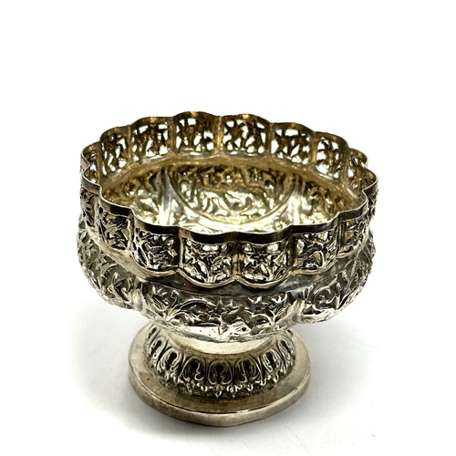 42 - Indian silver bowl measures approx 9cm dia height 7cm