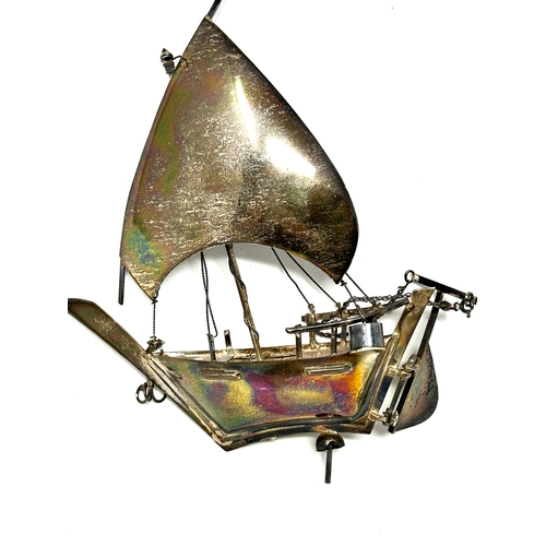 27 - Silver model of a Chinese junk measures approx 14cm wide by height 17cm hallmarked 925